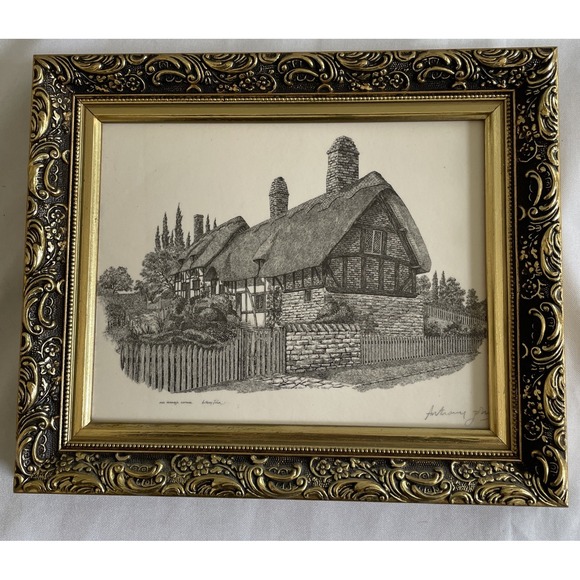 Other - Vintage Anthony Johns Signed Art Anne Hathaway's Cottage‎ Gold Gilt Frame